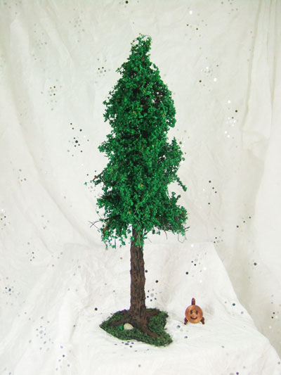 1" scale Tree made from cold porcelain and mixed media - 9" Tall